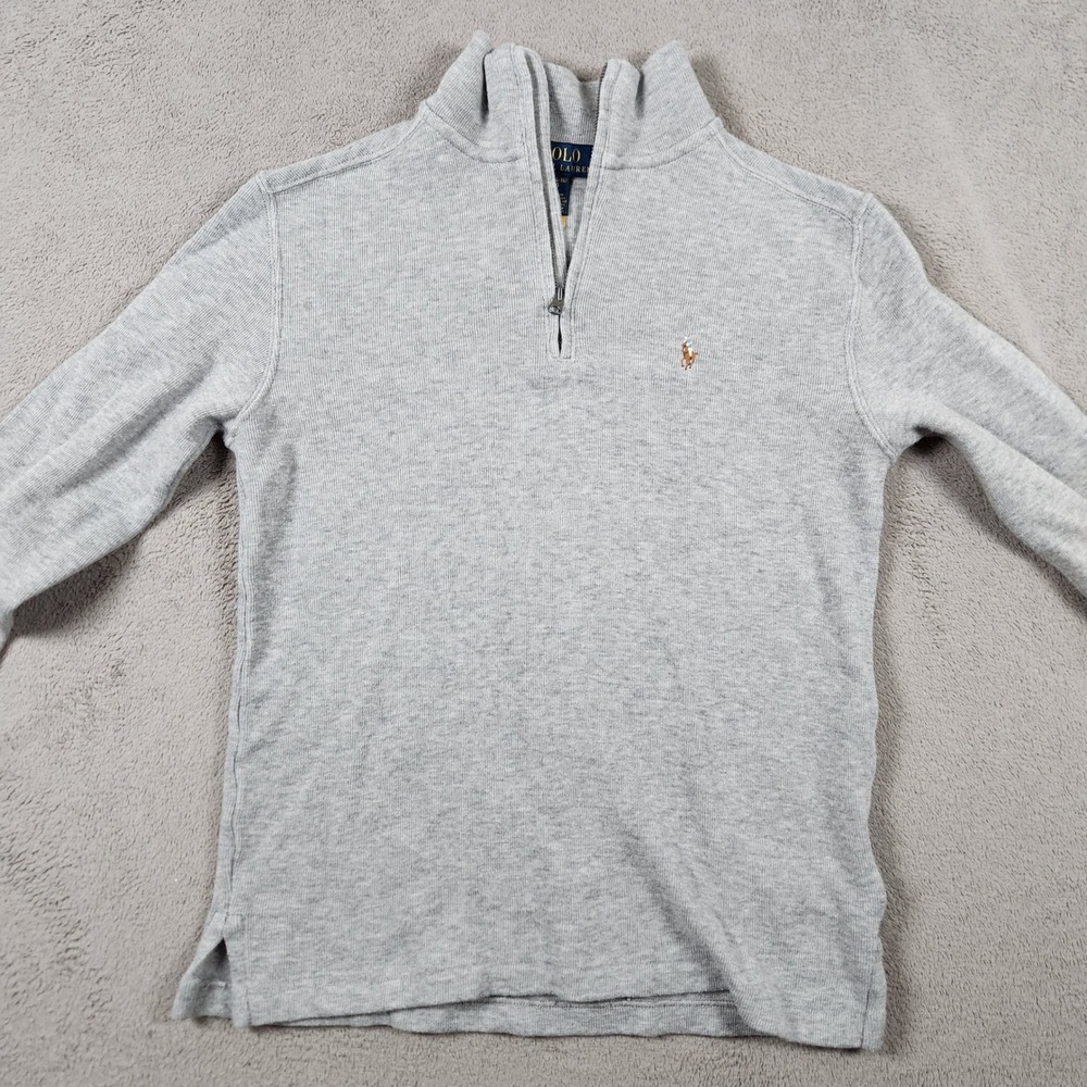 Polo Ralph Lauren 1/4 Pullover Sweater Boys Size L 14-16 Heather Grey - Picture 2 of 8